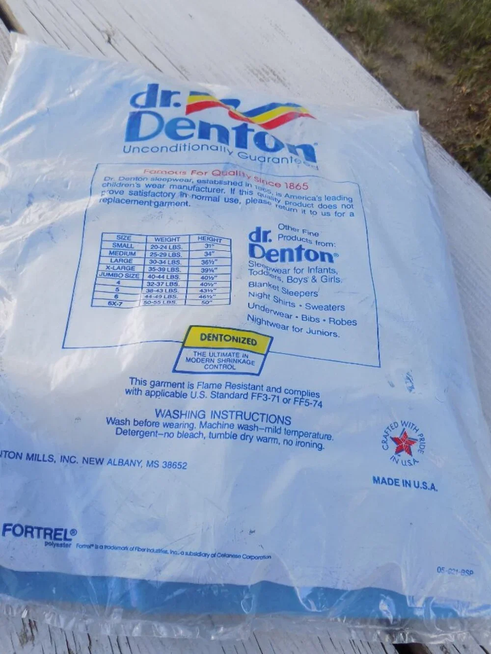 VINTAGE DR DENTON BLANKET SLEEPER PJ NEW OLD STOCK XLG